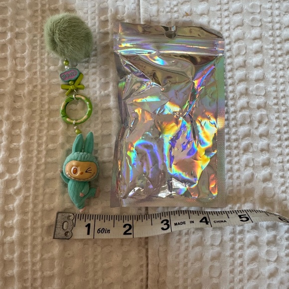 Labubu Green Keychain with Plush Charm - Picture 6 of 6